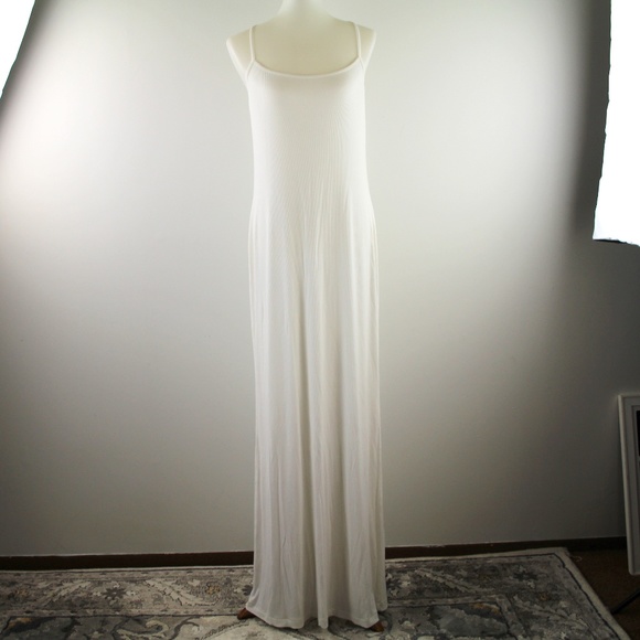 SKIMS Marble Ribbed Sleeveless Slipdress White Soft Lounge Maxi Dress 4X NWT - Picture 1 of 6